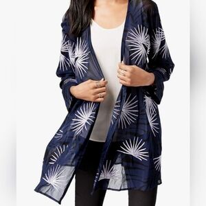 ALFANI WOMEN'S NAVY BLUE COVERUP WITH BEATIFUL EMBROIDERY, SIZE S.